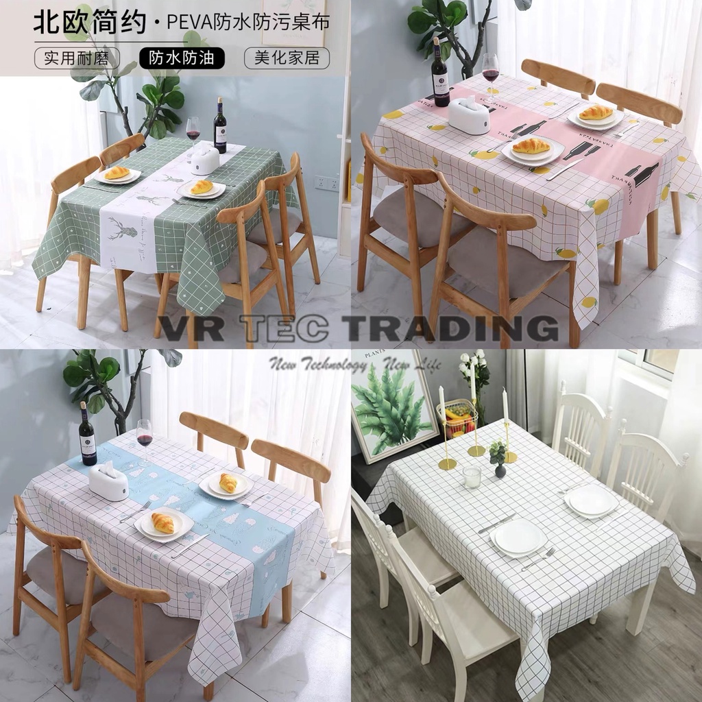 Alas Meja Table Cloth Pvc Water Proof Lapik Meja Plastic Table Cover