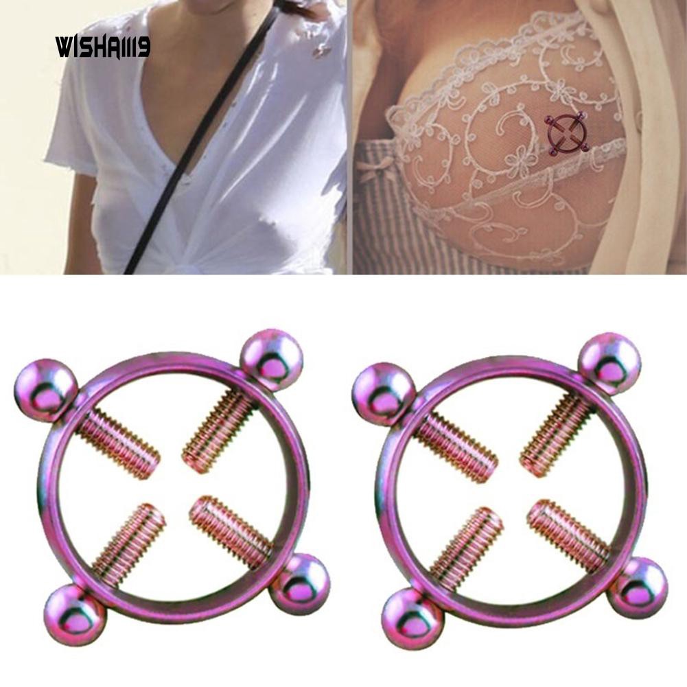 WSP_1Pc Round Fake Non-Piercing Nipple Shield Ring Sexy Breast Body Jewelry  Gift