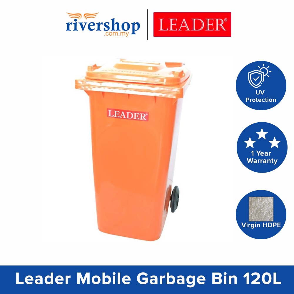 LEADER 120L Mobile Garbage Bin/ Plastic Dustbin/ Rubbish Bin Trash Can