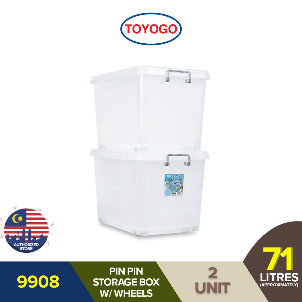 TOYOGO Storage Box with Wheels - Translucent 9908 (71L) [2 units ...