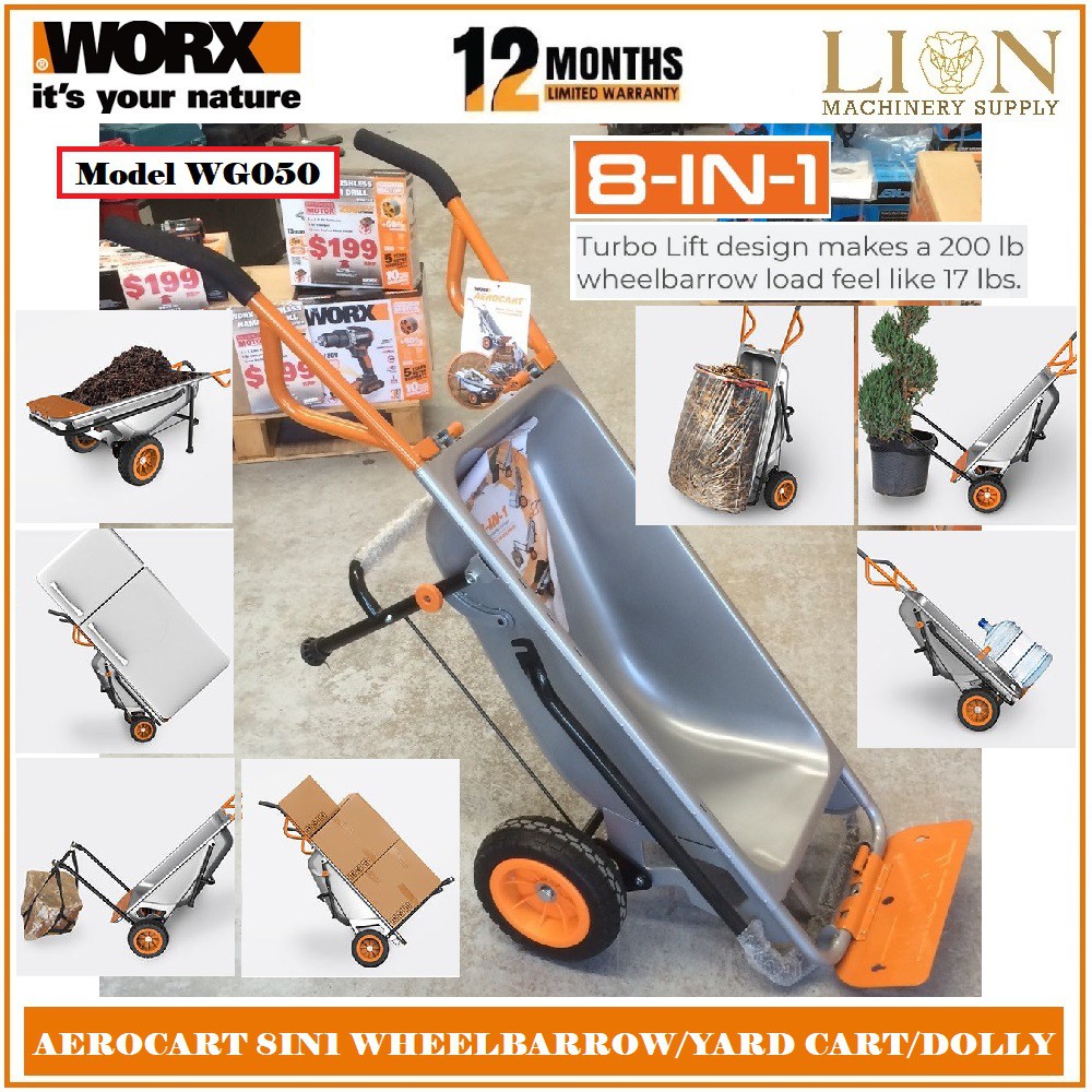 WORX WG050 AEROCART 8 IN 1 WHEELBARROW YARD CART DOLLY 1