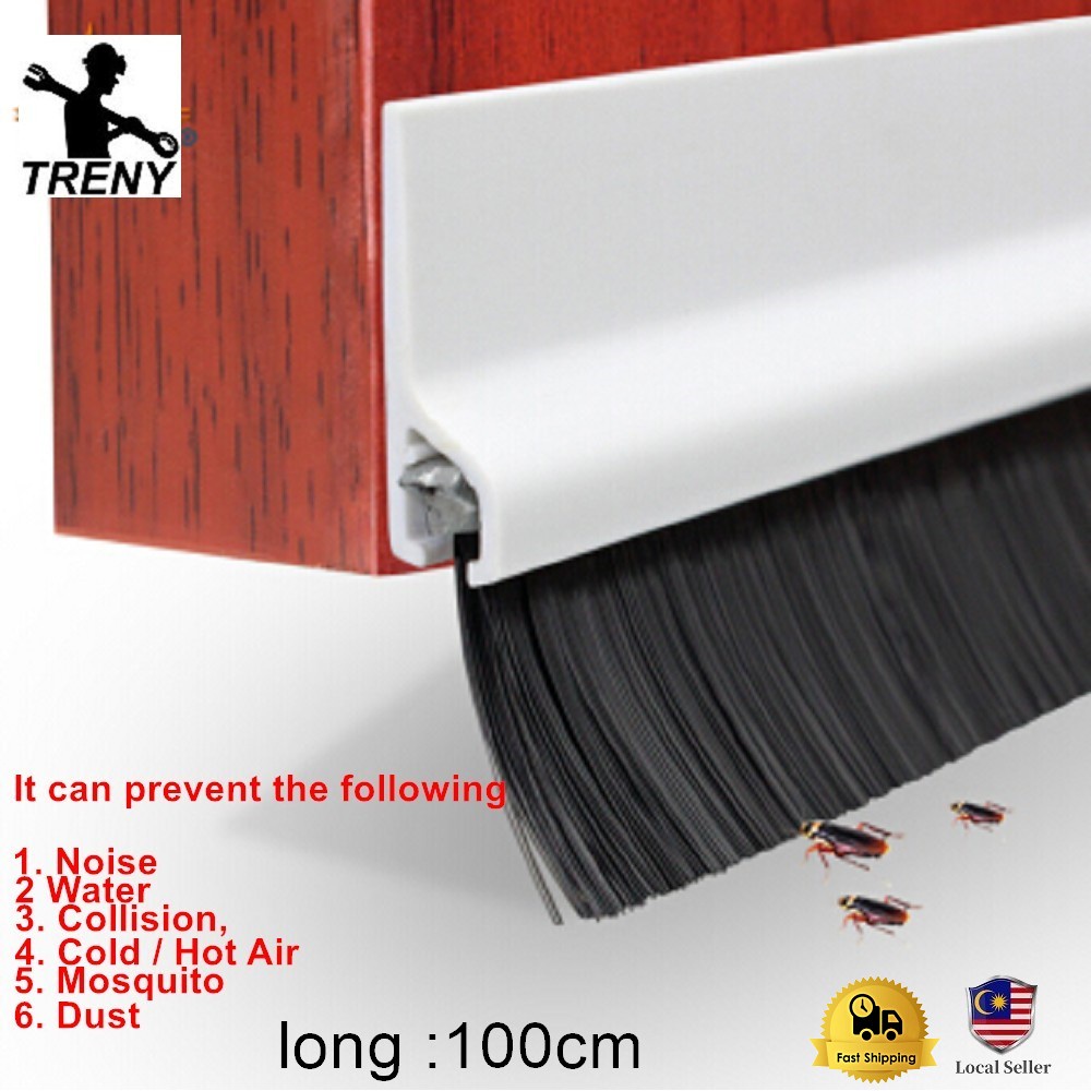 TRENY Heavy Duty Door Bottom Seal Brush Door Seal Dust Proof Safe PVC