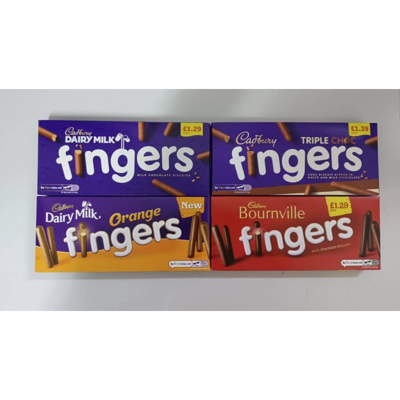 Cadbury Dairy Milk/Triple Chocolate/Orange/Bournville Finger Biscuits
