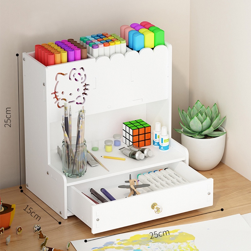 Children tabletop pencil storage rack marker colour pen stationery ...