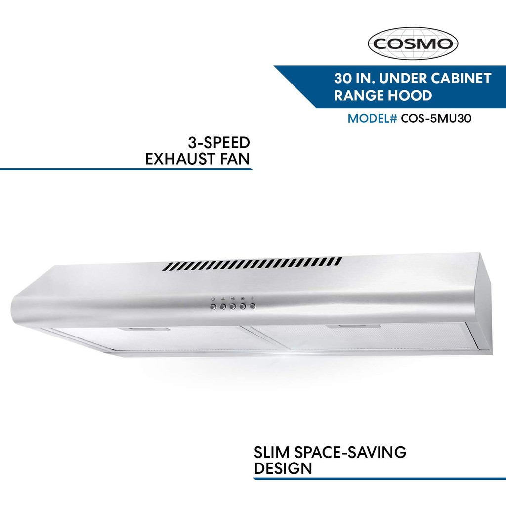 Cosmo 5MU30 30-in Under-Cabinet Range Hood 200-CFM | 30 inch, Stainless  Steel