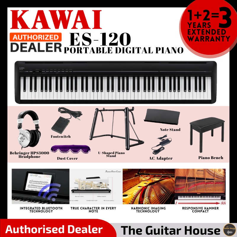 Kawai ES-120 88-key Digital Piano With Speakers - Black (ES120 / ES 120 ...