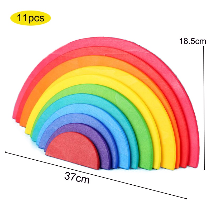 12pcs | Wooden Nesting Puzzle | Natrual Pine Wood | Wood Rainbow ...