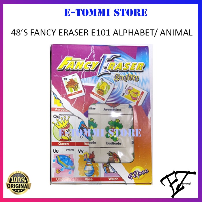 48'S FANCY ERASER E101 ALPHABET/ POKEMON / ANIMAL (1BOX) | Shopee Malaysia