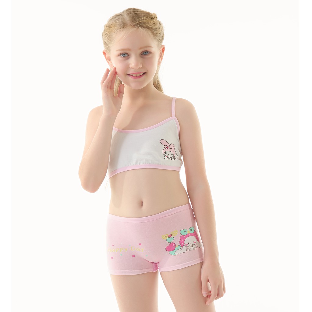 812 Years Girl Training Bra and Boxer Puberty Soft Cotton Clothes Camisole Breathable Teenagers