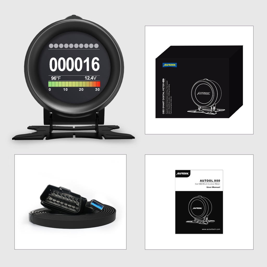 [3 Years warranty] AUTOOL X60 HUD OBD2 Meter Car Smart Digital Multi ...