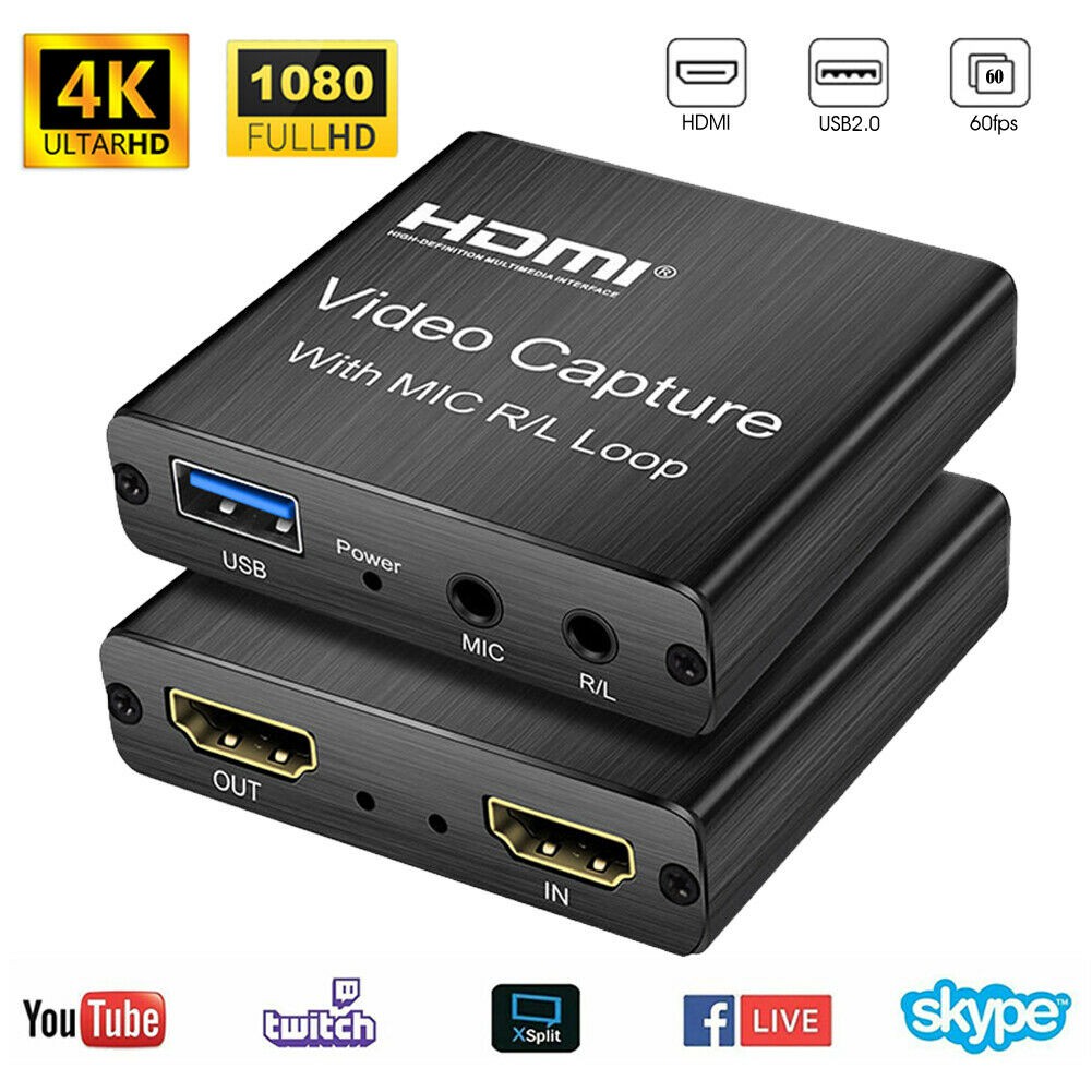 🇲🇾 4K 1080P USB3.0 Mic R/L Loop-Out Audio Video Capture Card Mini HDMI ...