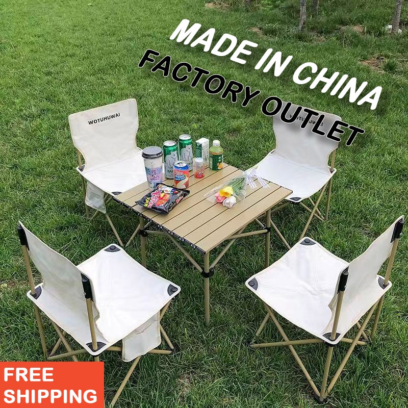 Folding Camping table chair portable outdoor picnic chairs BBQ aluminum