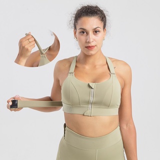 Plus Size S-4XL Sports Bra Wireless Push Up Whole Cup Top Seamless Front  Open Zip for Running Yoga Gym Workout