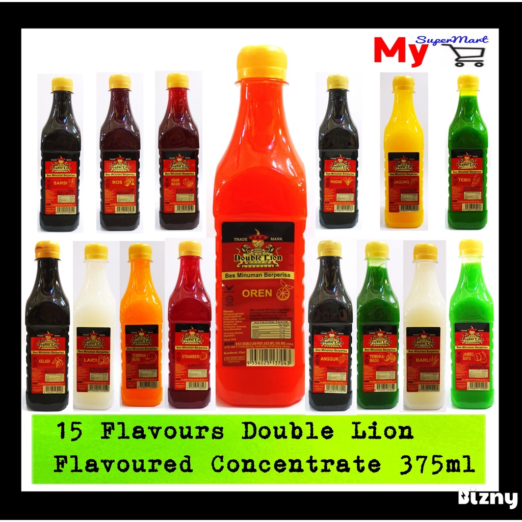 My 16 Flavours Double Lion Flavoured Concentrate 375ml Bes Minuman