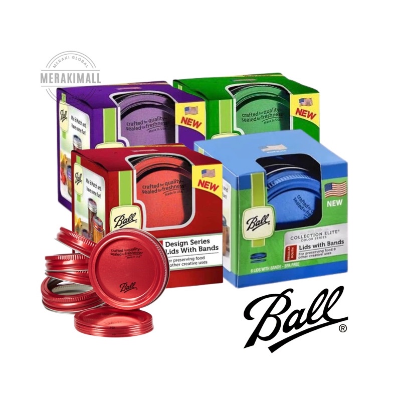 Ball Mason Jar Regular Mouth Lids with Bands Design Series Jar Cover Penutup Balang Shopee