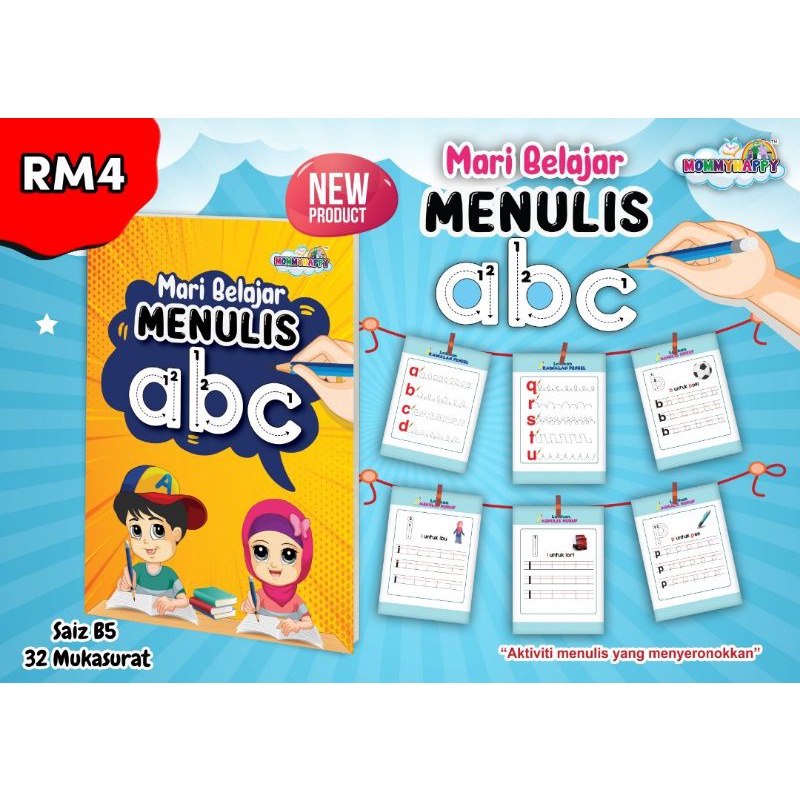 Buku Mari Belajar Menulis abc untuk prasekolah | Shopee Malaysia