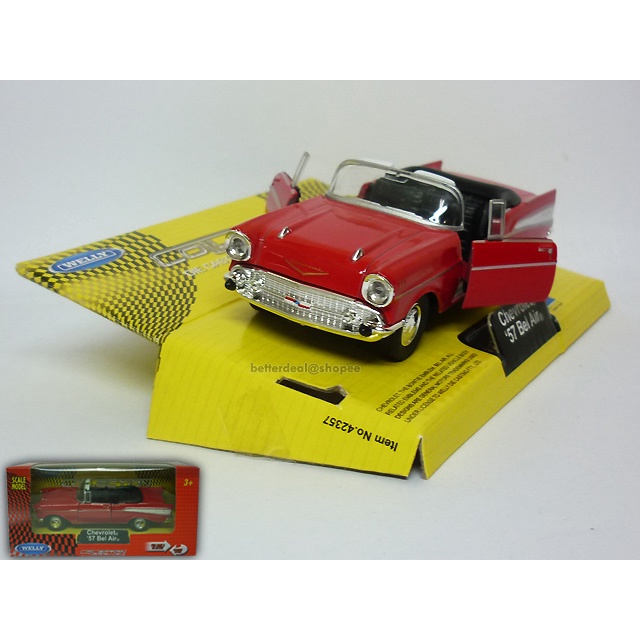 Classic Metal Diecast Model Car - 1957 Chevrolet bel air red ...