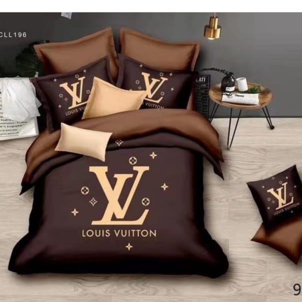 Set LV Soft and Luxurious Cadar Fitted Bedsheet Cotton Bedding Pillow Cover Quality Single Size
