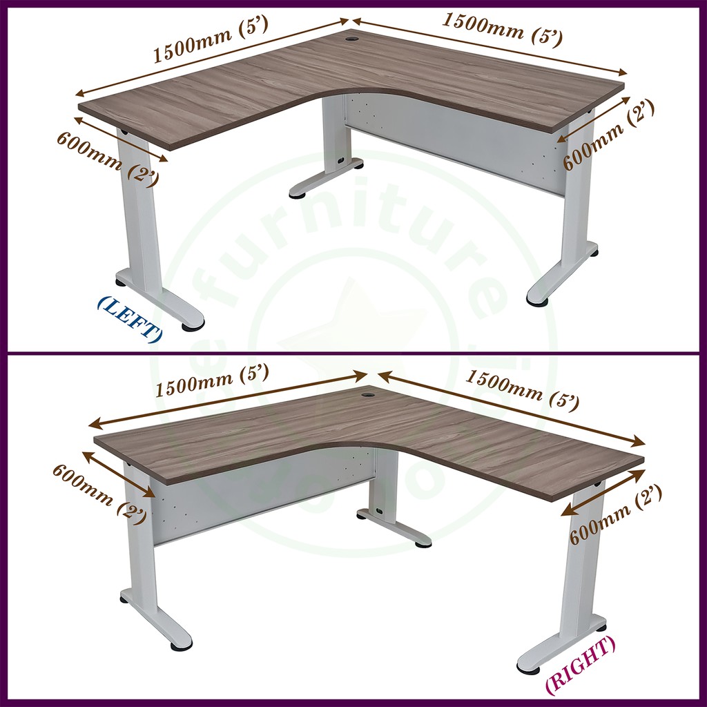 Metal Leg LShape Table / L Shape Office Table / Meja Tulis Dengan Kaki