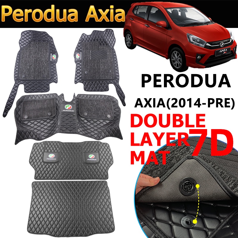 Layers Carpet Perodua Axia Car Floor Mat Pu Leathe With Coil Mats Boot Tray