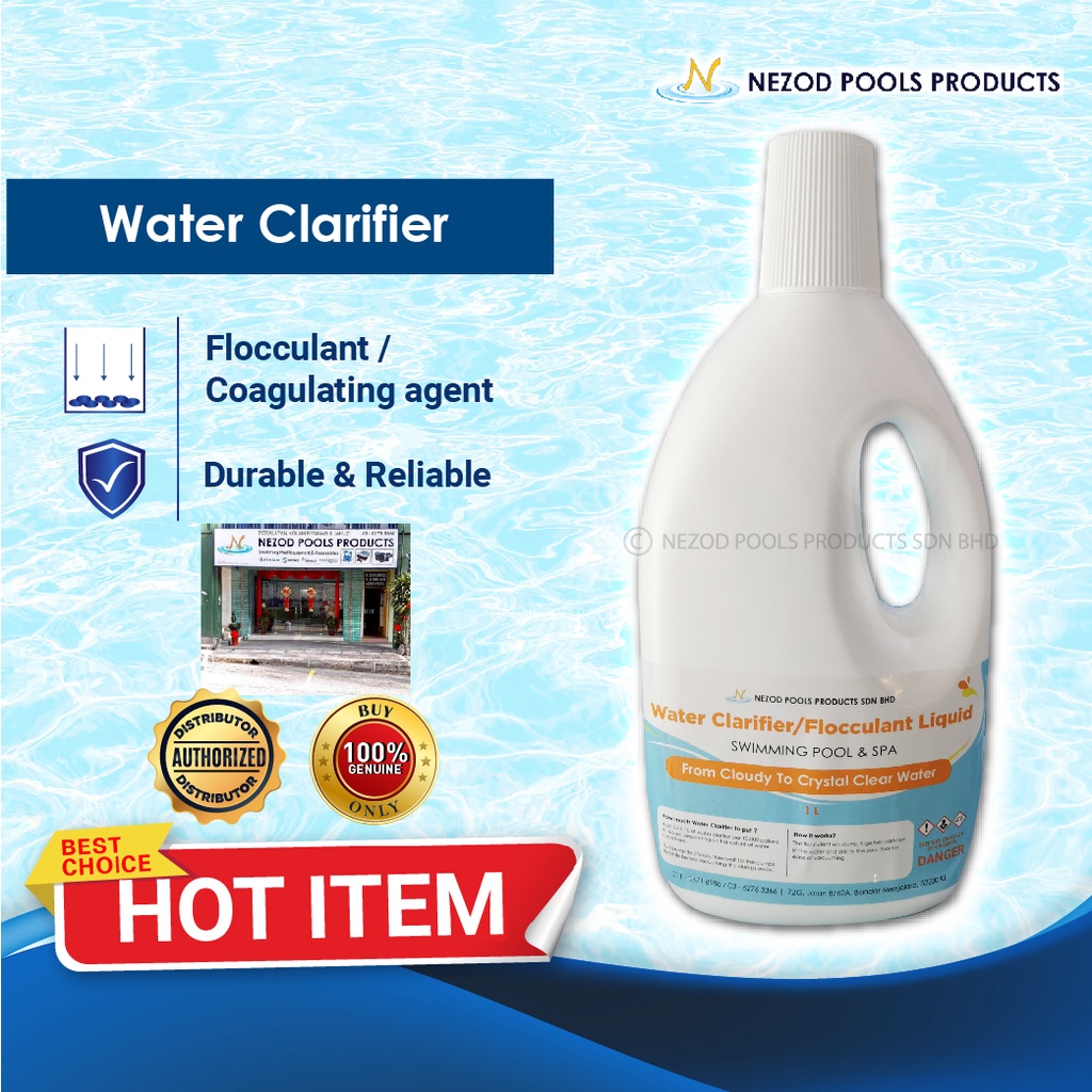 WATER CLARIFIER / FLOCCULANT LIQUID FOR SWIMMING POOL 1 L NEZOD