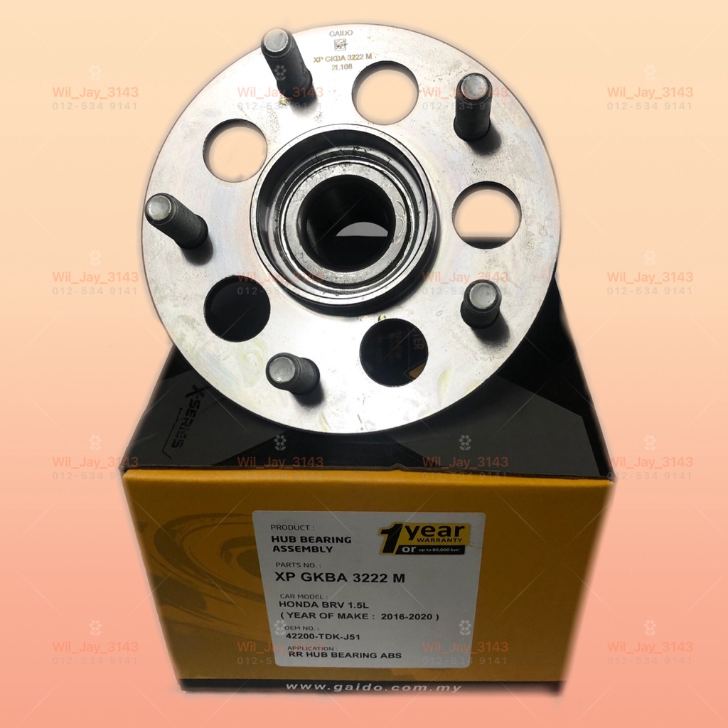 X-SERIES GKBA-3222 HONDA BR-V 1.5cc REAR WHEEL HUB BEARING GAIDO. 42200 ...