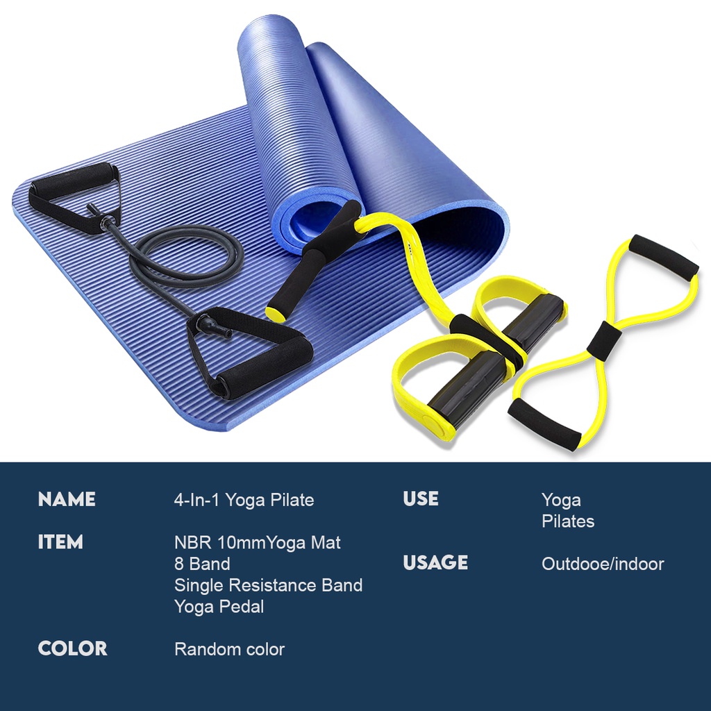 Vigor Fitness 4-In-1 Yoga Pilate Package - Yoga Mat + 8 Band + Yoga ...