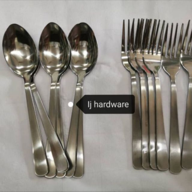 Xtra Thick Stainless Steel Spoon And Fork Sudu Dan Garpu Jenis Super Tebal6pcs In 1pkt Sudu 6885