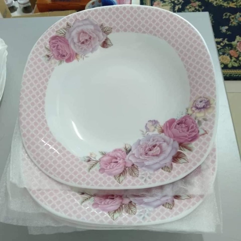 Giacomo Set Pinggan Mangkuk Opal Kaca Tahan Panas Pink Chelsea Collection