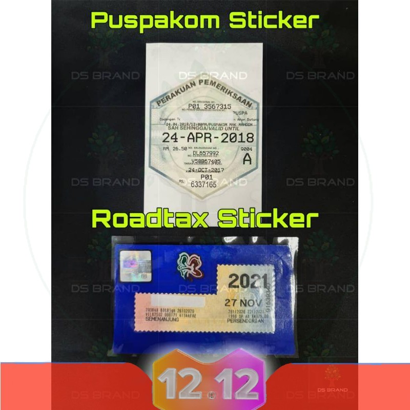 Roadtax Sticker / Puspakom Sticker / Pelekat Cermin Cukai Jalan