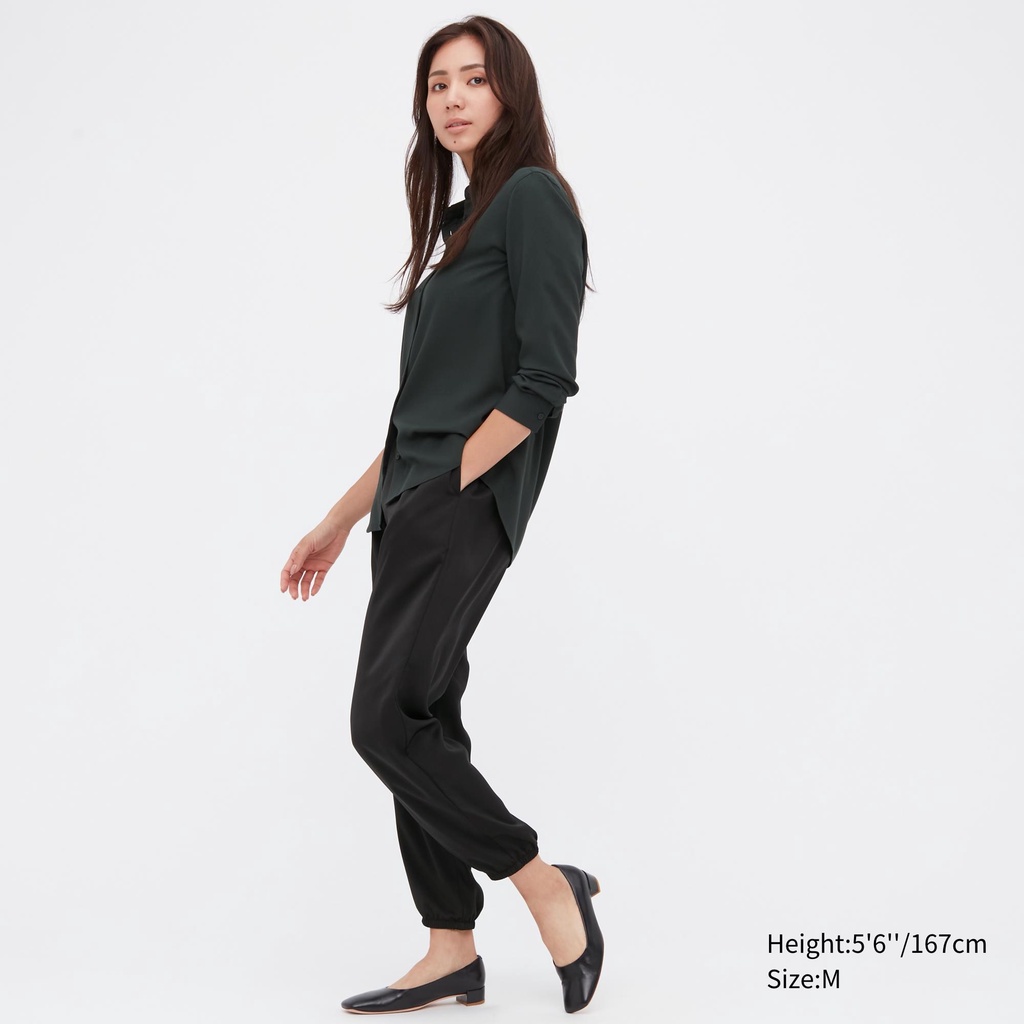 Satin Drape Jogger Uniqlo Black Jogger Pants Uniqlo Pants