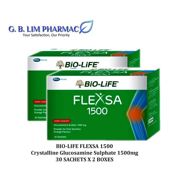 BioLife FLEXSA Crystalline Glucosamine Sulfate 1500mg 30 sachets ONE