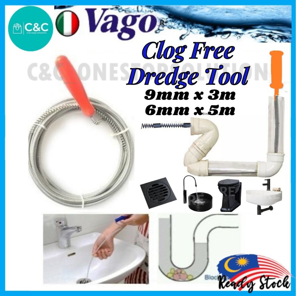 Clog-Free Spring Set Spiral Pipe Cleaning Rod Sink Drain Cleaner Clog  Remover / Sumbat Drain Clog