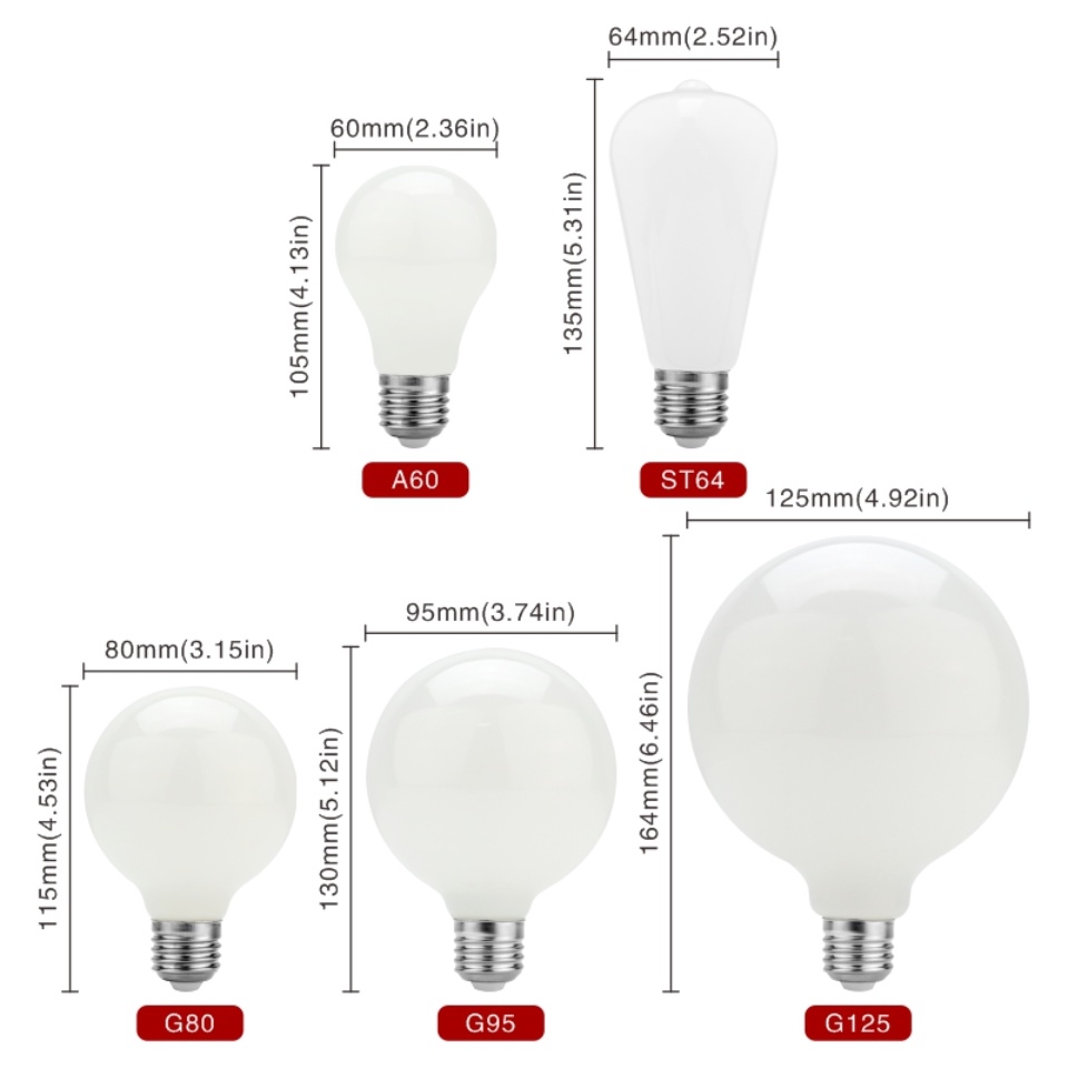 Got Liang Edison LED Light Bulb E27 5W A60 ST64 G80 G95 G125 Milky ...