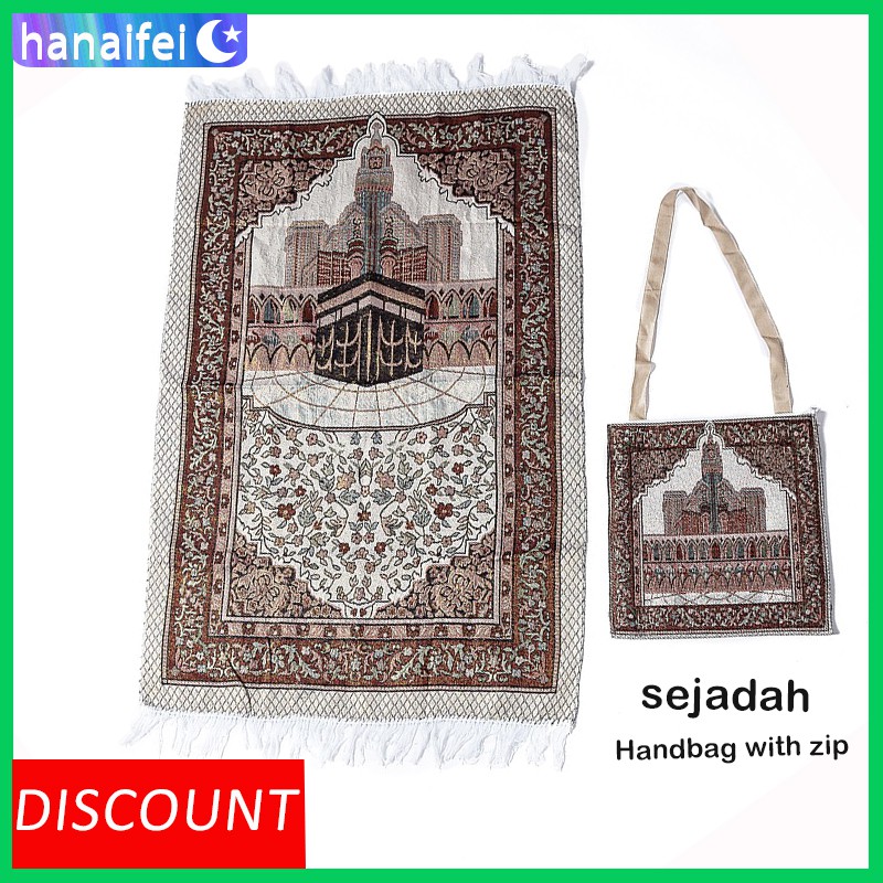 Muslim prayer blanket with zipper handbag cotton yarn pilgrimage