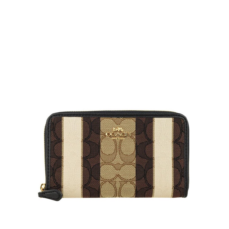 Coach Medium ID Zip Around Wallet In Signature Jacquard With Stripes