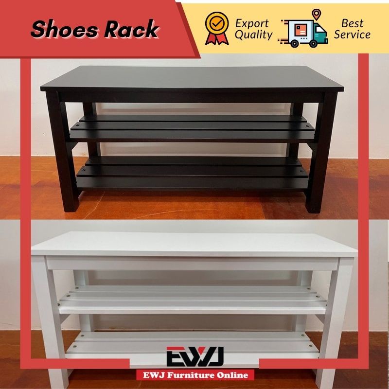 EWJ 4666 Shoe Bench 3 Seater Black & White 3 Tier Rak Kasut Shoes Rack ...