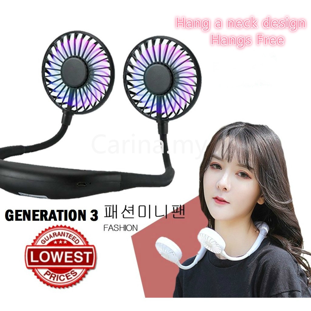 🔥(Led light + Aromatherapy🔥 Korea Portable Outdoor Wearable Neck Fan