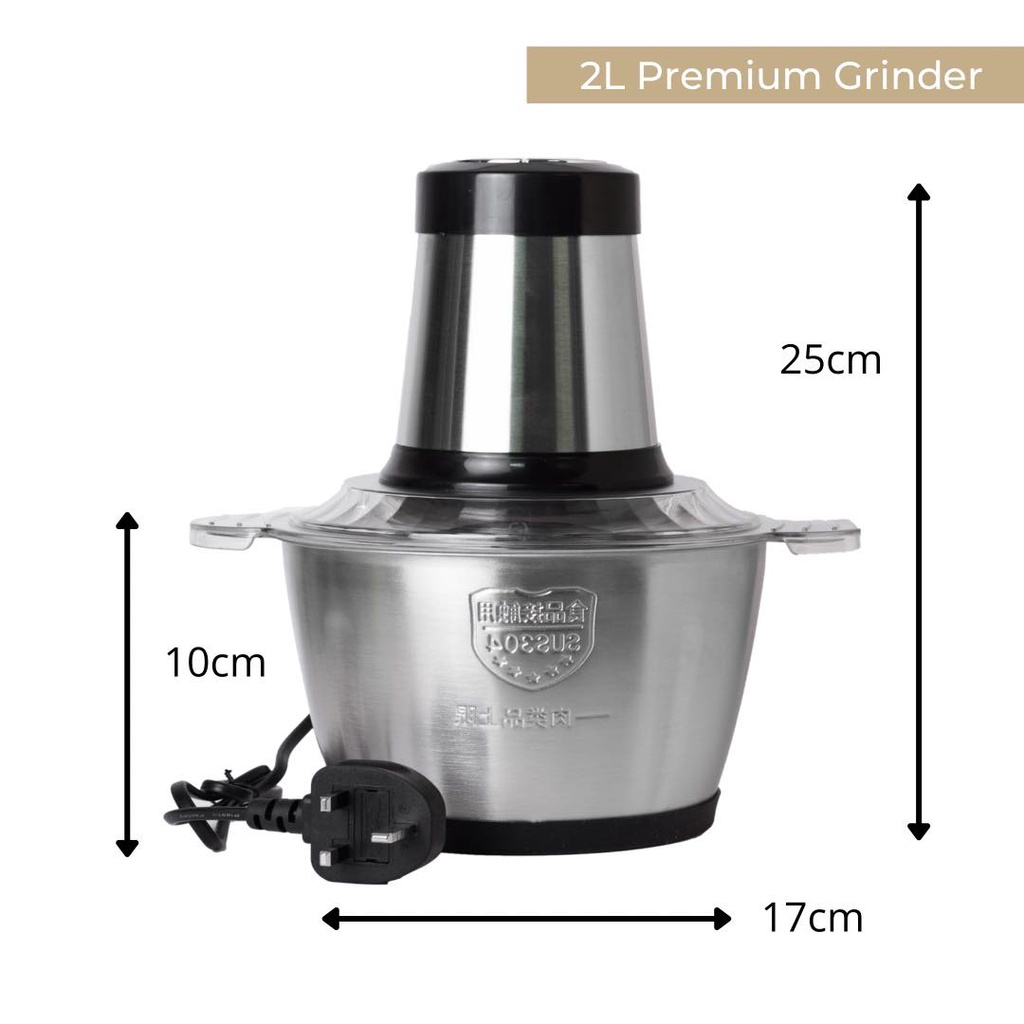 READY STOK] KCJ 2L Stainless Steel Electric Meat Mincer Chopper Food  Processor Blender Grinder-Pengisar Daging