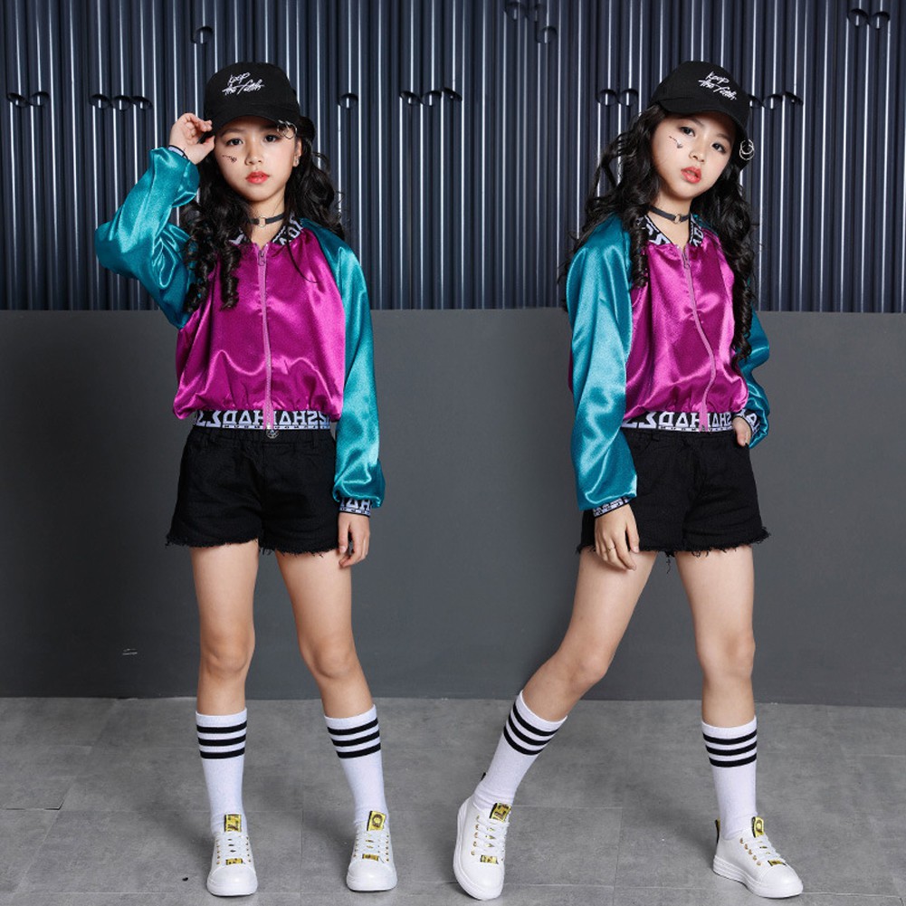 4pcs Kids Hip Hop Style Outfit Top Shorts Jacket Dance Competition Clothes Set Shopee Malaysia