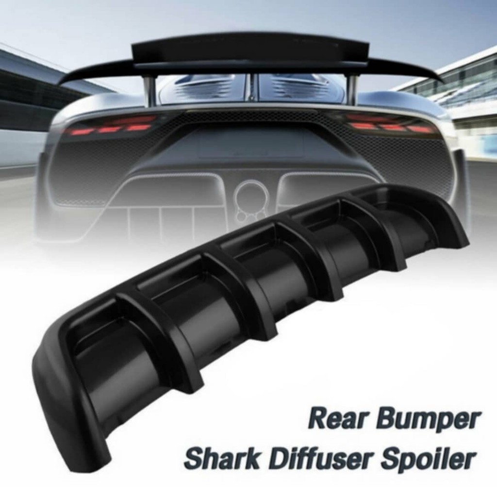Universal Car Rear Bumper Lip Diffuser 6 Fin Shark Fin Style Car Back