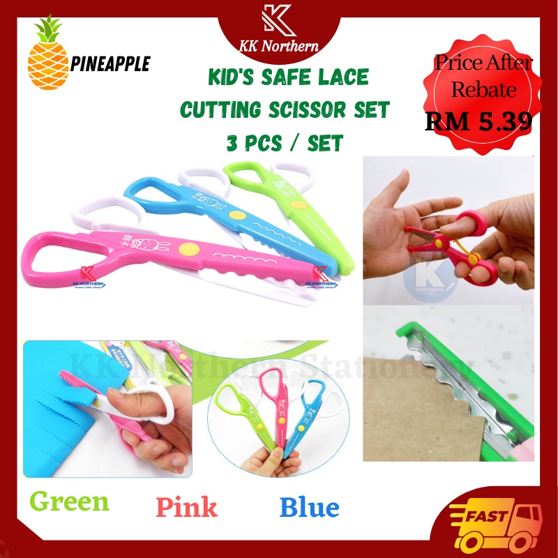 Kids Safe Flower Pattern Lace Cutting Kid Small Scissors Set (3 PCS)儿童花边剪刀  Gunting Dekorasi Gunting Bercorak Stationery