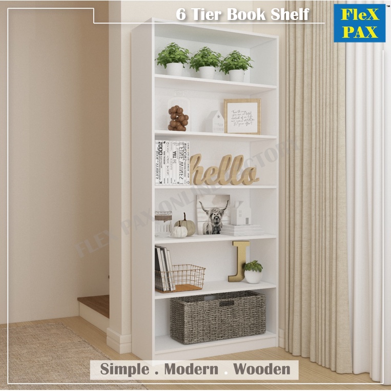 #READY STOCK#6 Tier Wooden Bookshelf Space Saving Storage Shelf Book ...