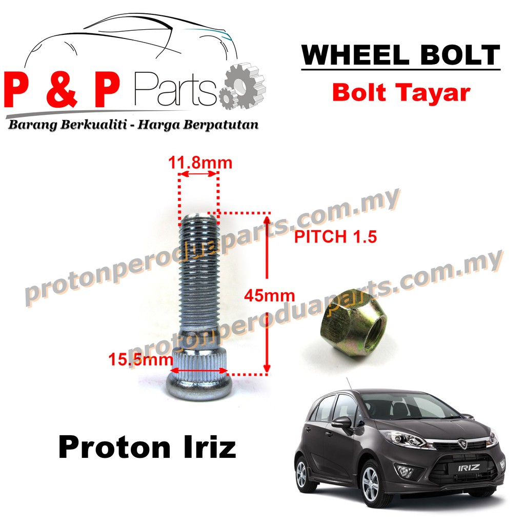 Wheel Bolt And Nut Skru Nat Tayar For Proton Iriz Persona VVT - 1pcs ...