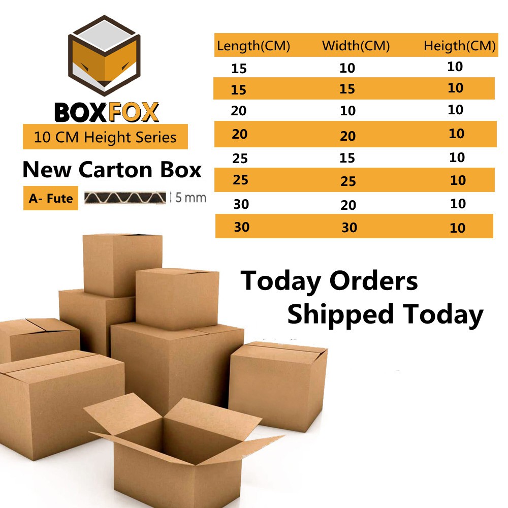 BoxFox Carton Box Packing Box Packaging Box Kotak A Flute 10 cm