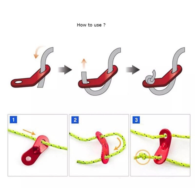 Camping Aluminium Tent Rope Tensioner Accessories Deck Peg Fishbone ...