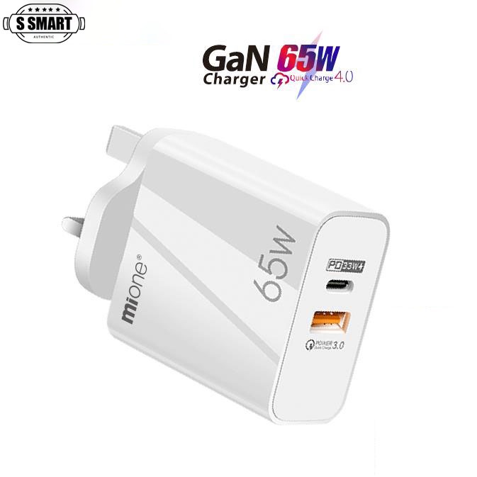 65W GaN Charger USB C Charger Adapter Quick Charge QC3.0 Fast Charging