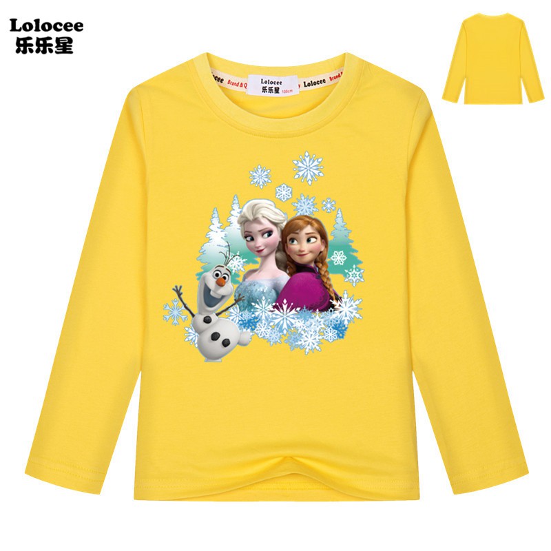 Frozen Princess Anna Elsa Girls T-shirt 100% Cotton Long Sleeve Tops