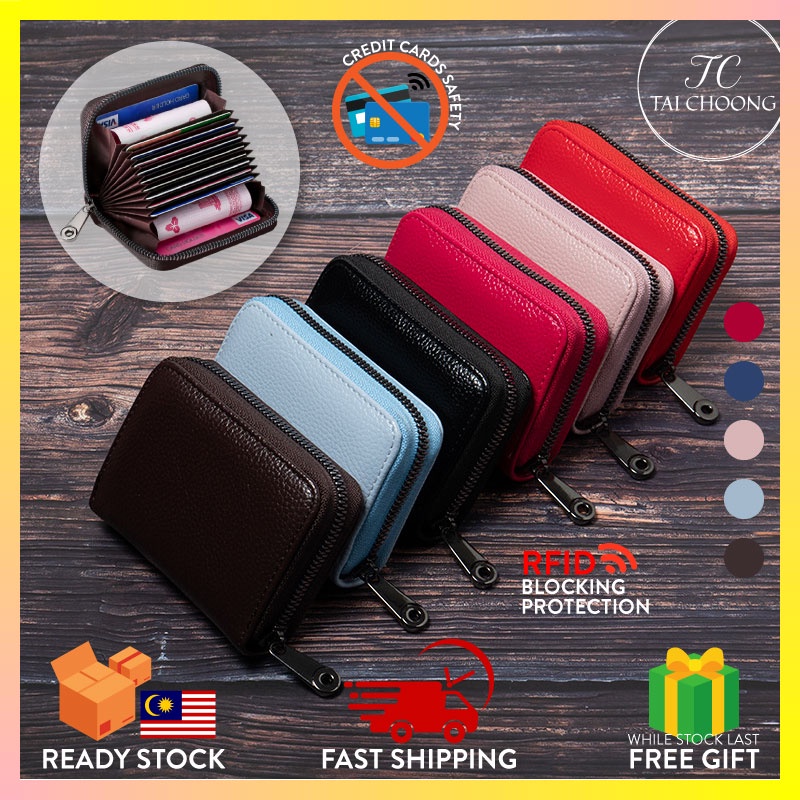 TC BW-006 Zipper Litchi PU Leather Credit Card Holder With