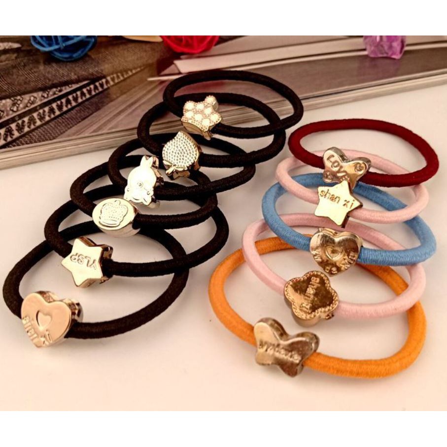 Ready Stock Simple Colorful Black Hair Band Hairties Rubber Band Getah ...
